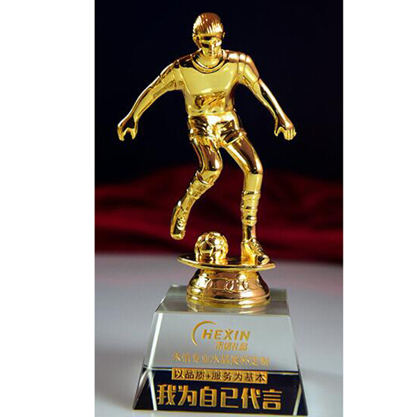 Football Crystal Glass Trophy Award for Sports Souvenir