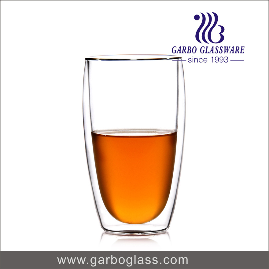 14oz High Quality Borosilicate Double Wall Glass Tumbler for Hor Water Drinking GB500030370