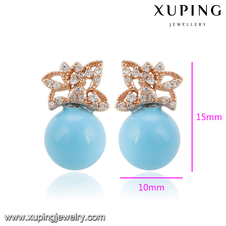 New Style Rose Color Delicate Butterfly Imitation Pearl Earring