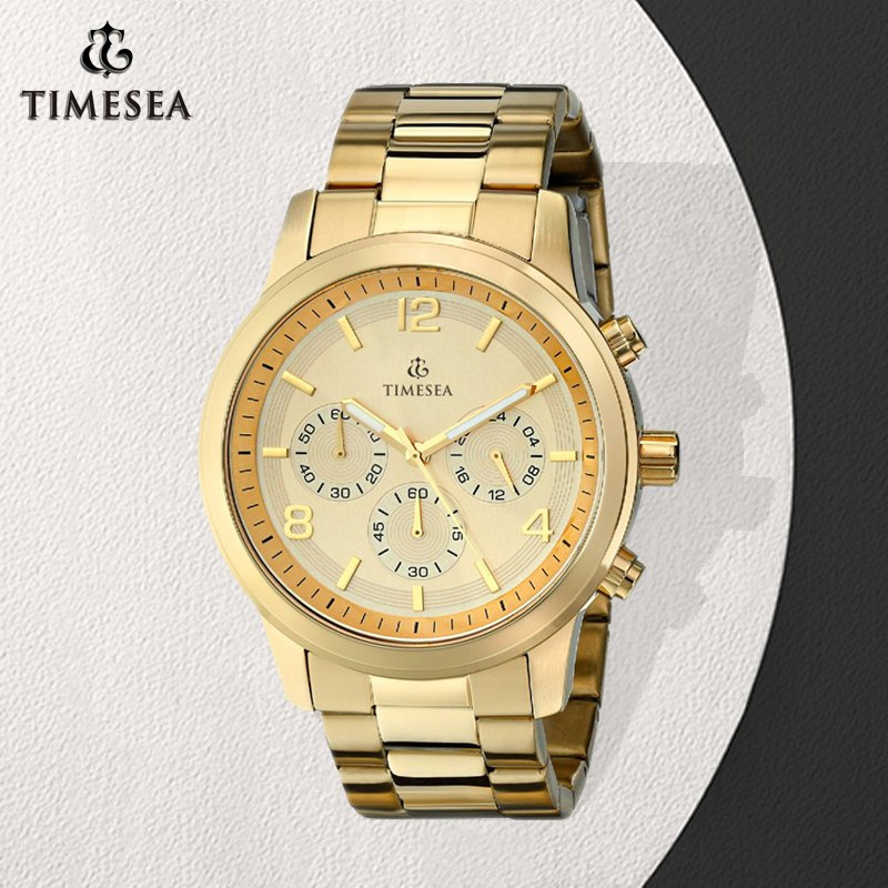 Men's Gold-Tone Three Eyes Chronograph Watch 72572