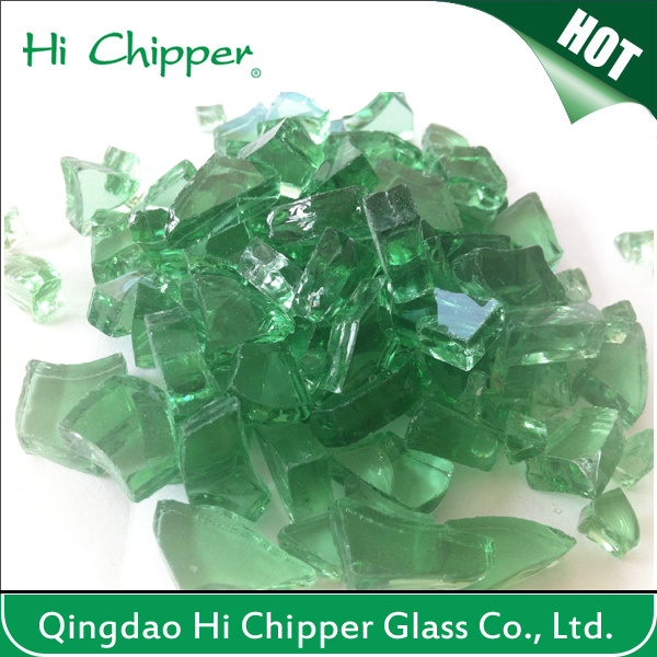 Green Reflective Tempered Fire Pit Glass Chips