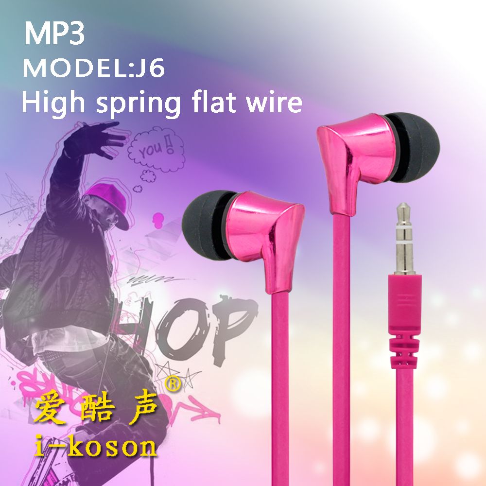 Flat Elastic OEM Logo Design in-Ear Force Earphone for MP3