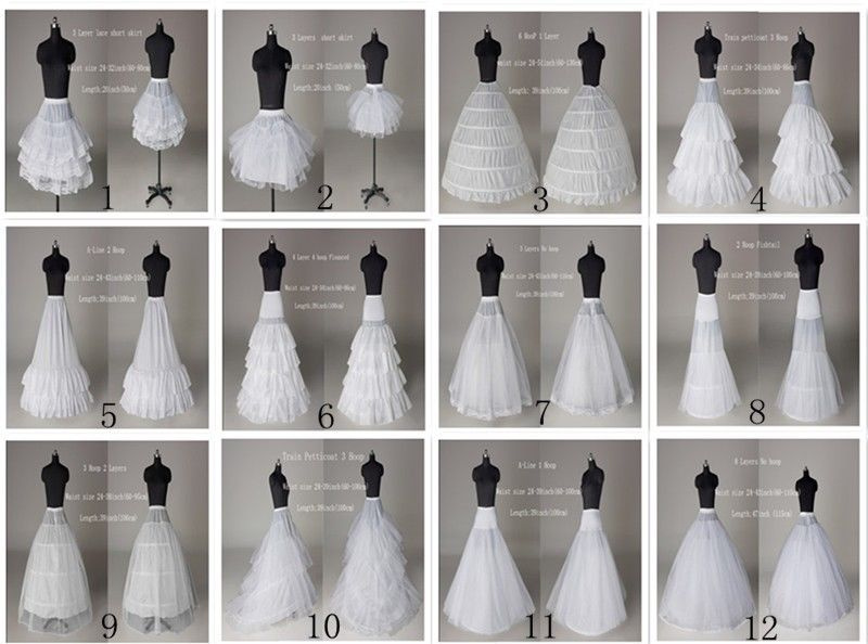 Stock Customized A Line/3hoop/6hoop/Hoopless/Short Long Crinoline Petticoat Underskirt P2016