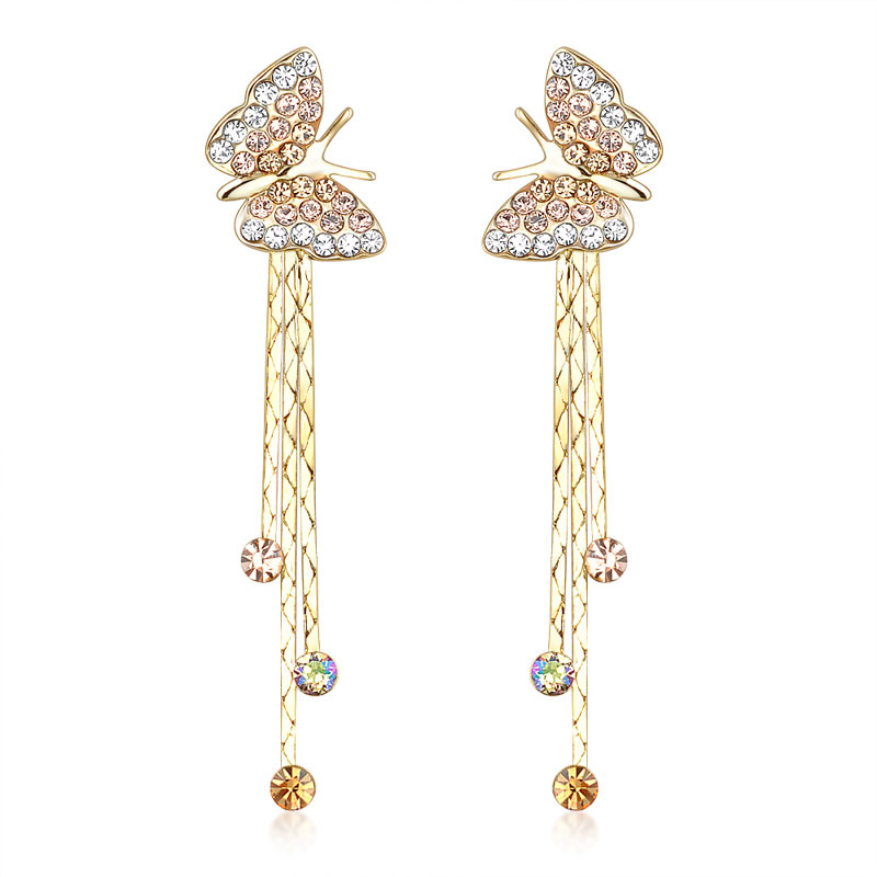 Stylish Butterfly Zinc Alloy Rhinestone Imitation Fashion Jewelry Earring