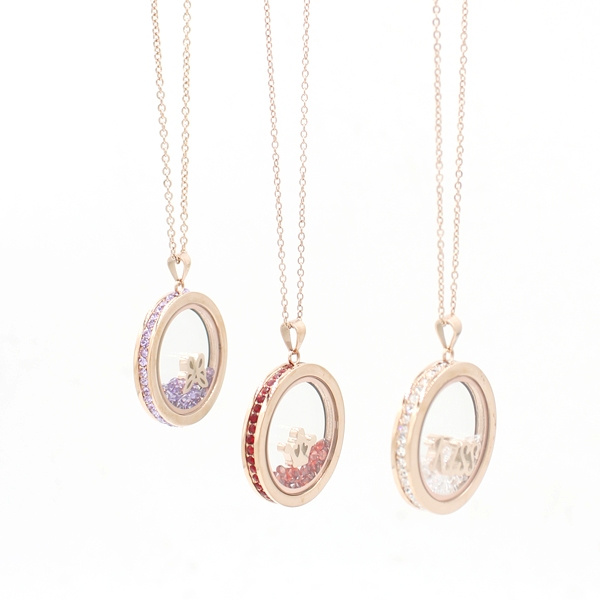 Glass Faced Locket with Floatintg Charms for Gift Jewelry