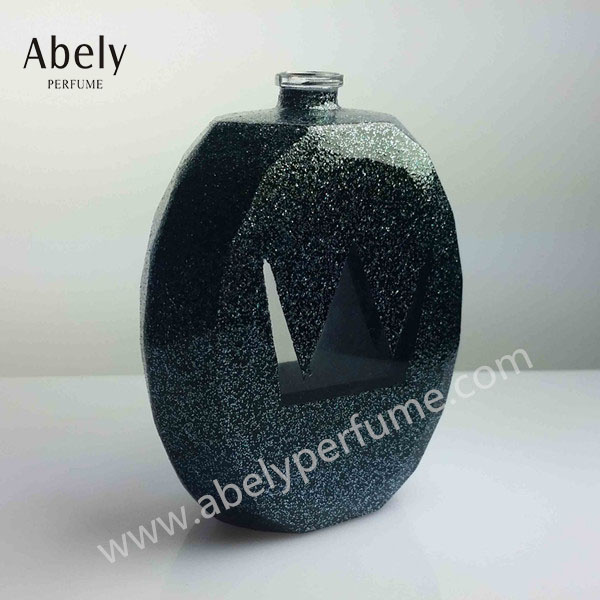 2018 Mineral Decoration Printing Oval Glass Perfume Bottle