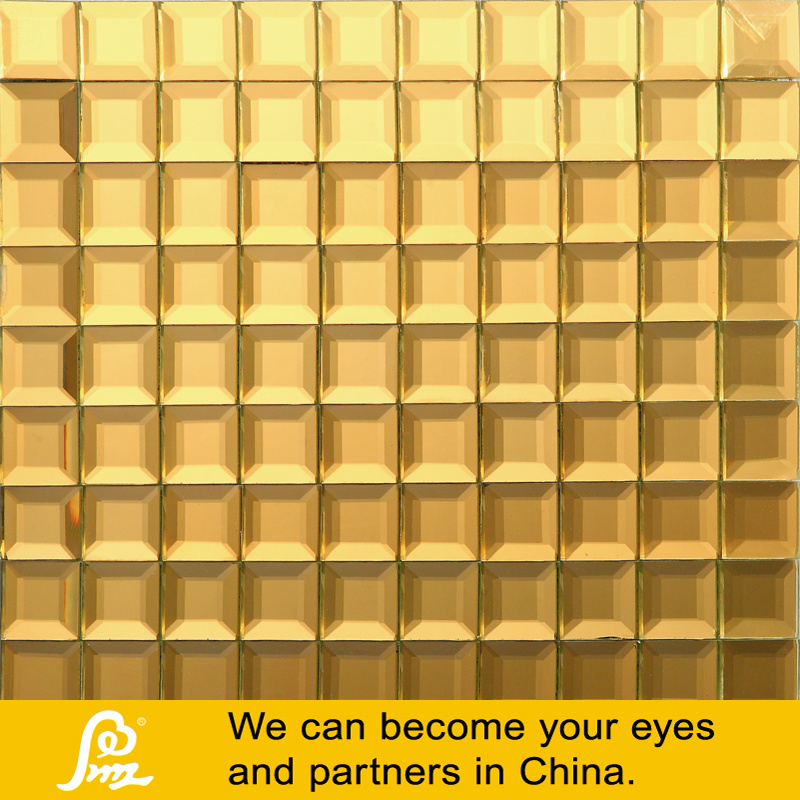 Glass Mosaic with Mirror Design in Golden Color (J04)