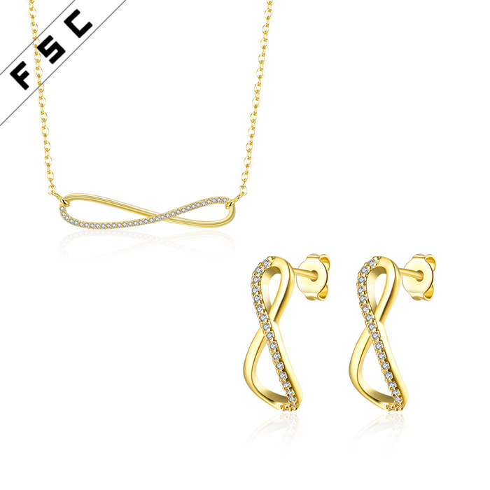 Geometrical Gold Plated CZ Diamond Jewelry Sets for Girls