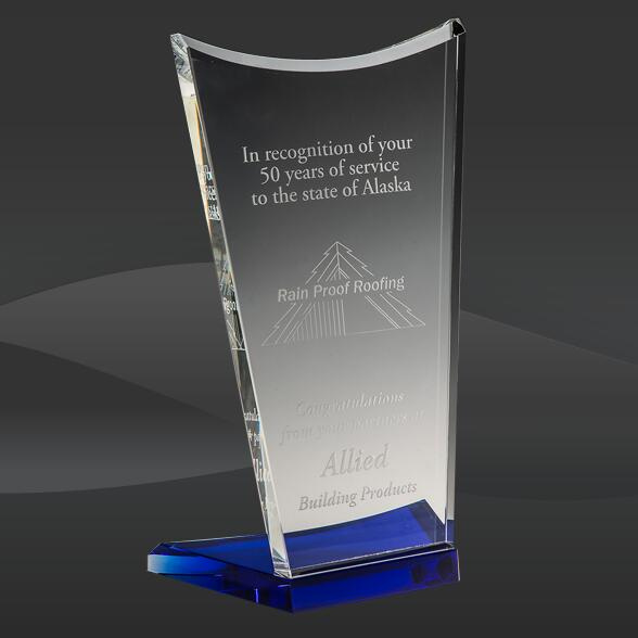 Blue Phoenix Curve Crystal Award (T-NFEX509BU)