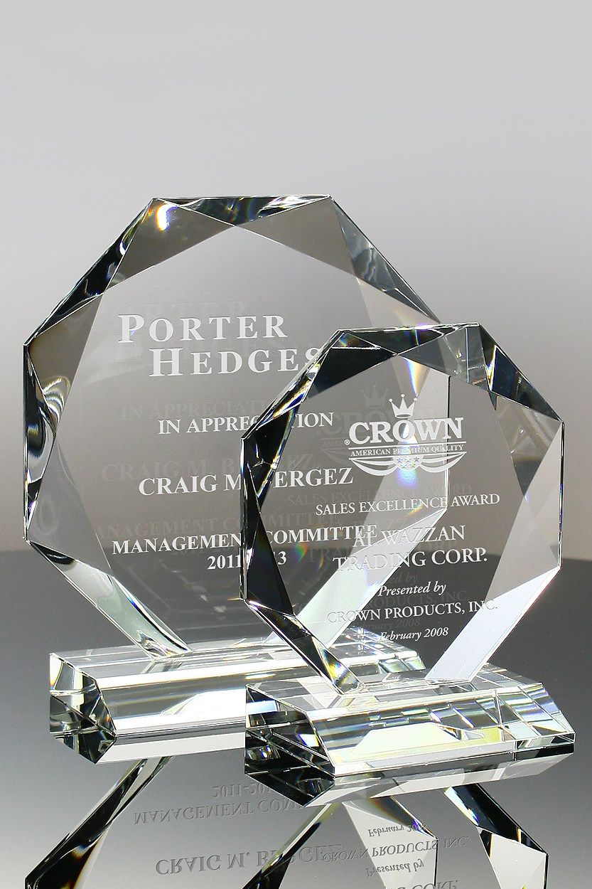 Majestic Octagon Diamond Crystal Award (#1821-S, #1821-M, #1821-L)