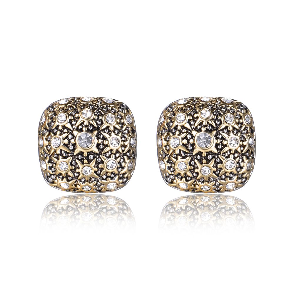 Retro Stylist Gold Plated Crysal Stud Jewelry Earrings