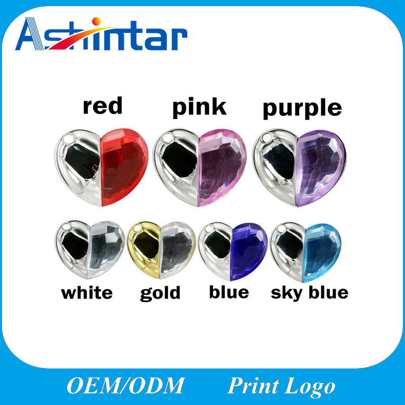 Heart Shape USB Flash Disk Diamond Crystal USB Pendrive