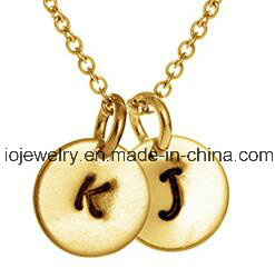 Hand Stamped Double Charm Gold Plated Initial Necklace