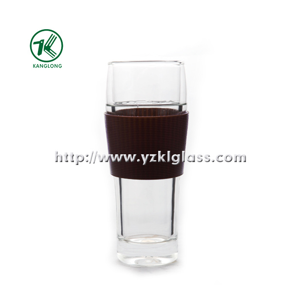Double Wall Glass Bottle by BV, SGS, (Dia7.7cm, H: 19cm, 390ml)