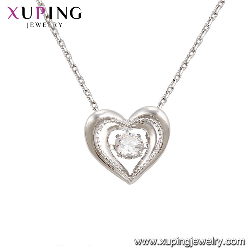 Necklace-00079 Xuping Stainless Steel Designs Crystals From Swarovski Heart Shape Necklace