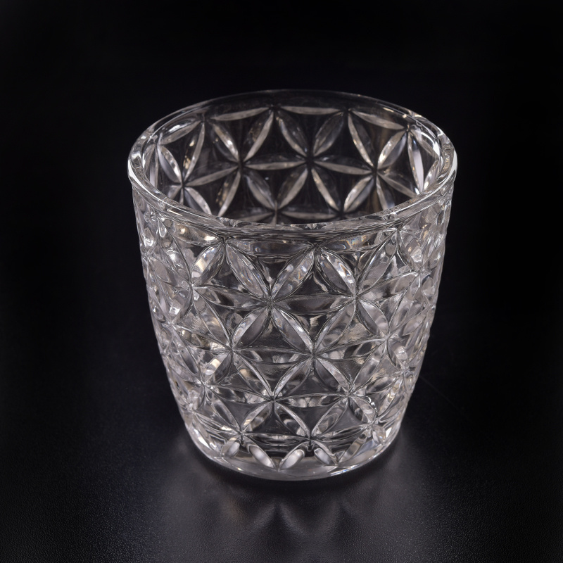 Flower Embossed Patterned Crystal Candle Vessel