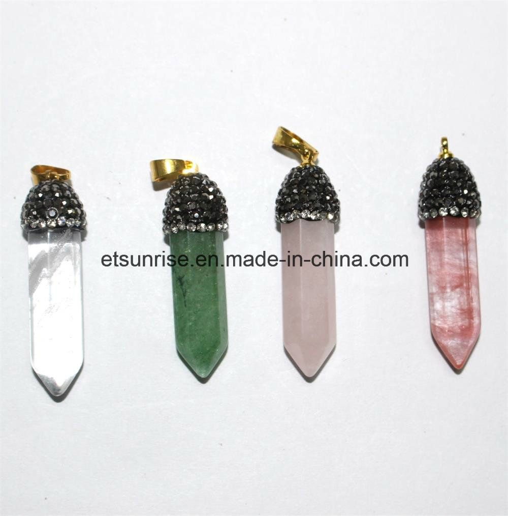 Semi Precious Stone Gemstone Crystal Quartz Pointed Pendant