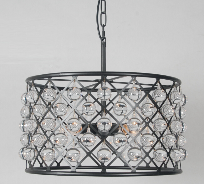 Retro Decorative Round Iron Frame Pendant Lighting with Crystal (GD1098-4)