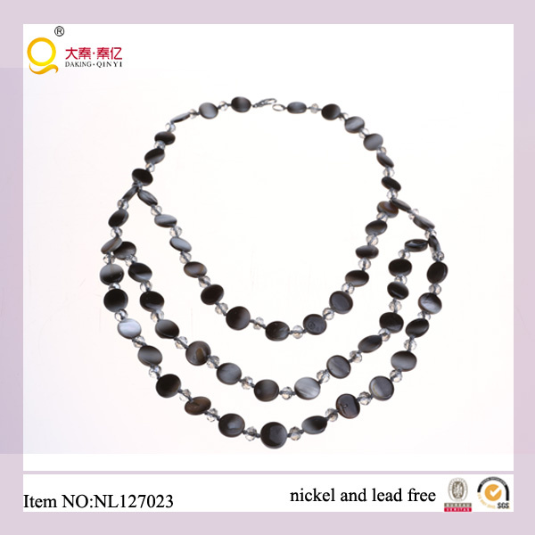 Shell Necklace with Crystal Necklace, Mother of Pearl Necklace