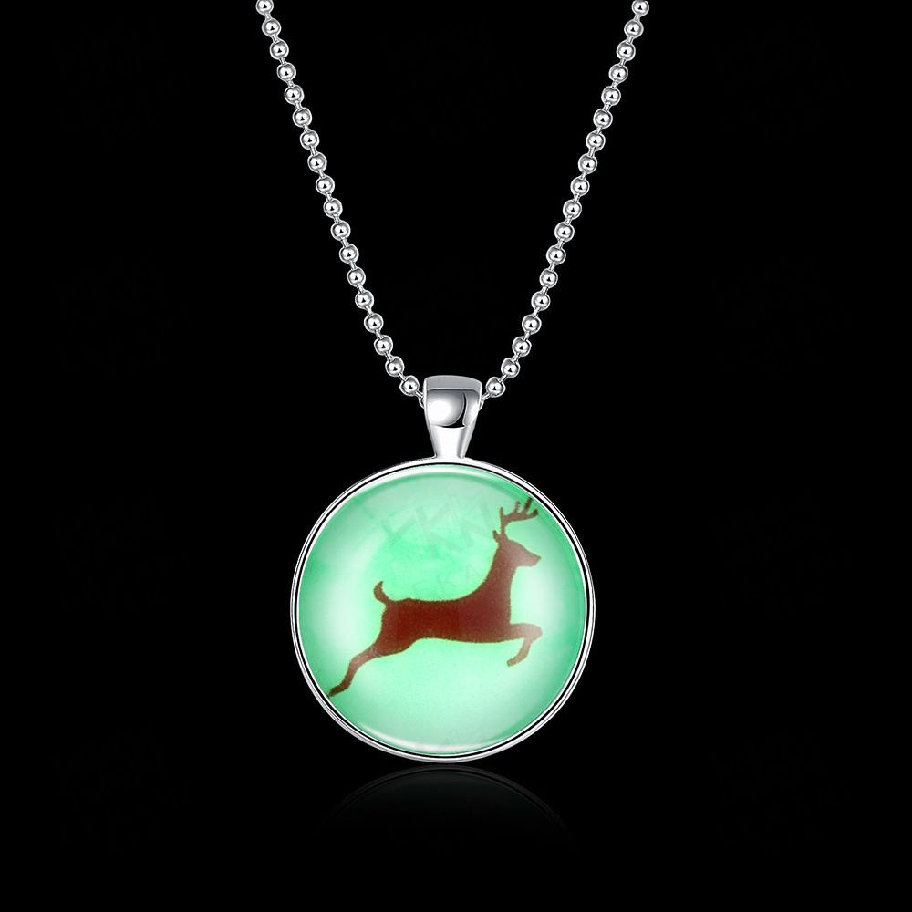 Christmas Halloween Luminous Fluorescent Necklace Alloy Glow in The Dark Necklaces Gift, Fashion Jewelry