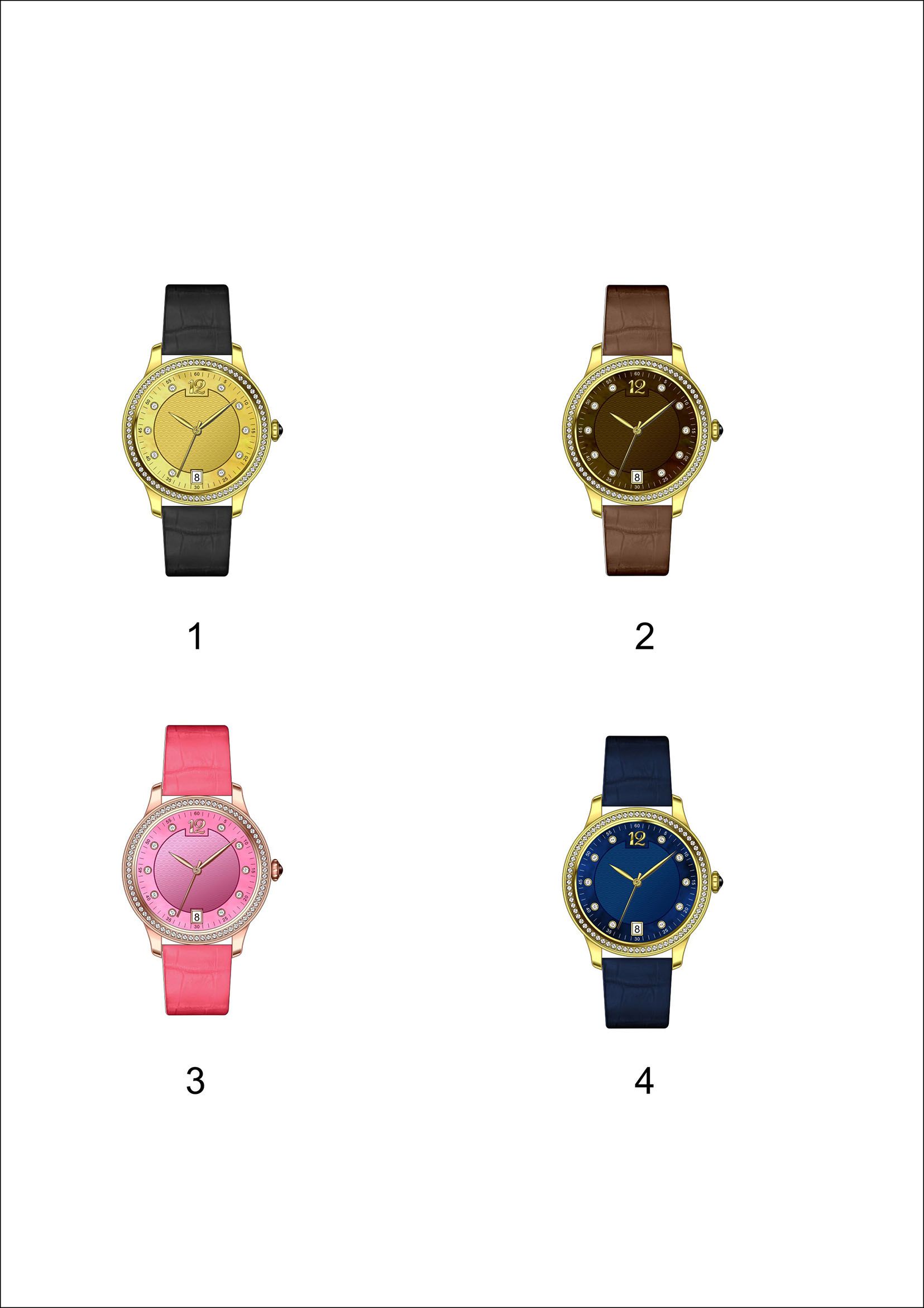 Date Display Four Colors Leather Belts Crystal Mechanical Watch