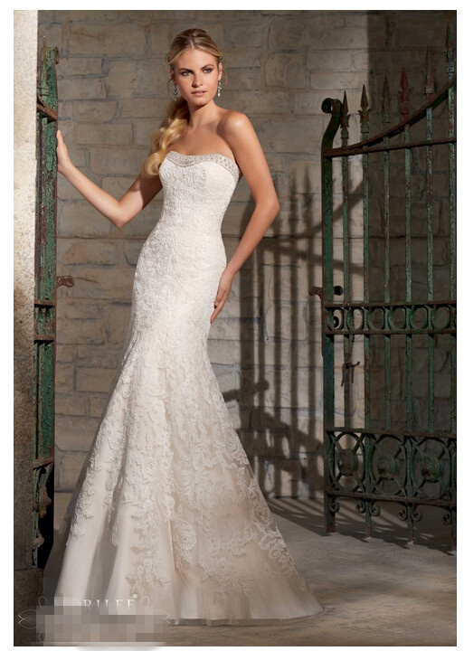 2015 Lace Net Crystal Beading Bridal Wedding Dresses 2705