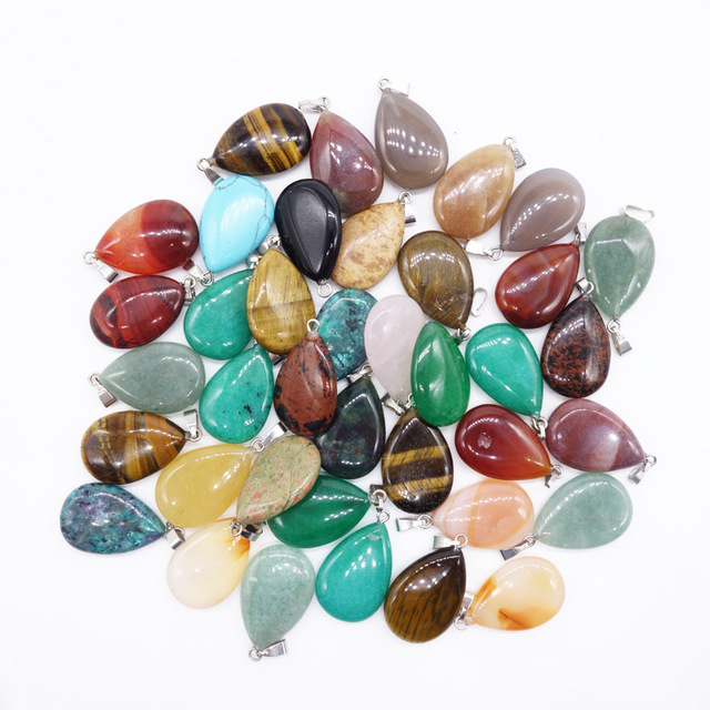 Natural Gemstone Mulit Color Crystal Agate Water Drop Pendants