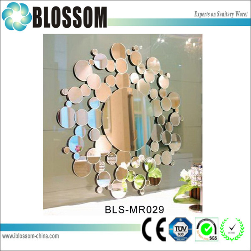 Hand Carving Round Pattern Decorative Wall Silver Mirror