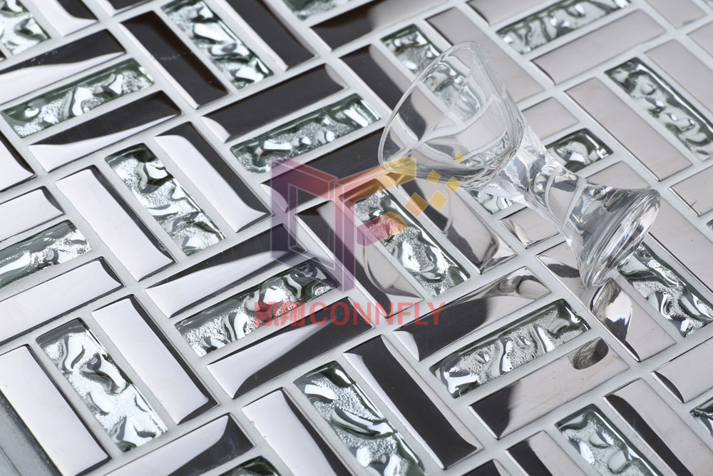 Silver 15*48mm Titanium Crystal Art Glass Mosaic Tile (TC346)
