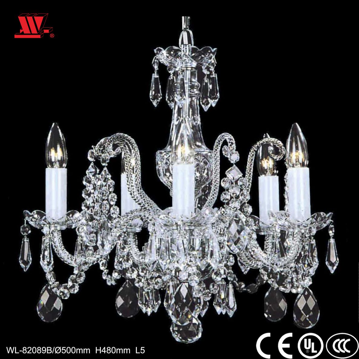 Crystal Chandelier with Glass Arm Wl-82089b