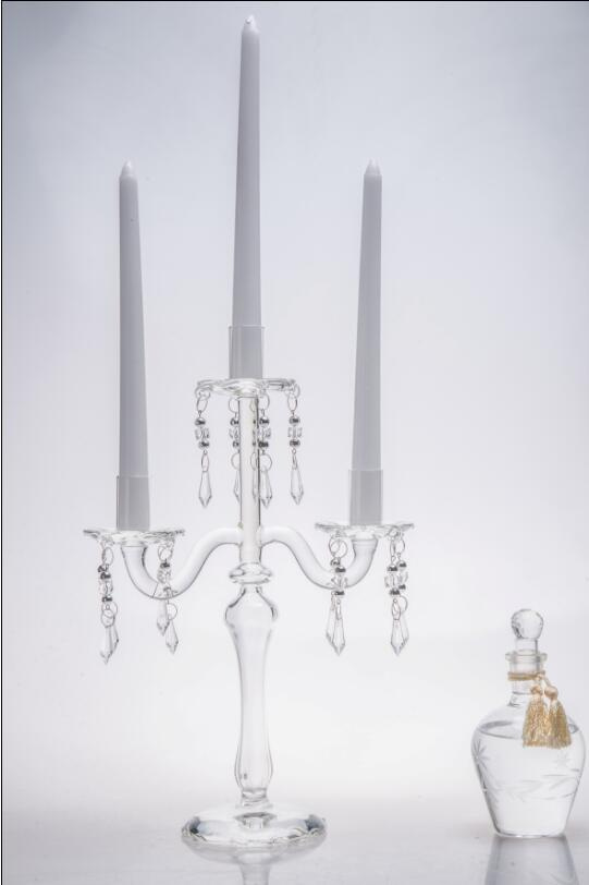 Clear Three Poster Glass Candle Holder for Wedding Decoration