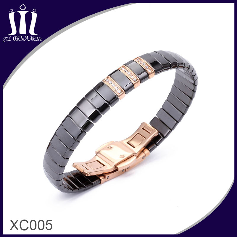 Gold Ceramic Jewelry Bracelet with Rhinestones