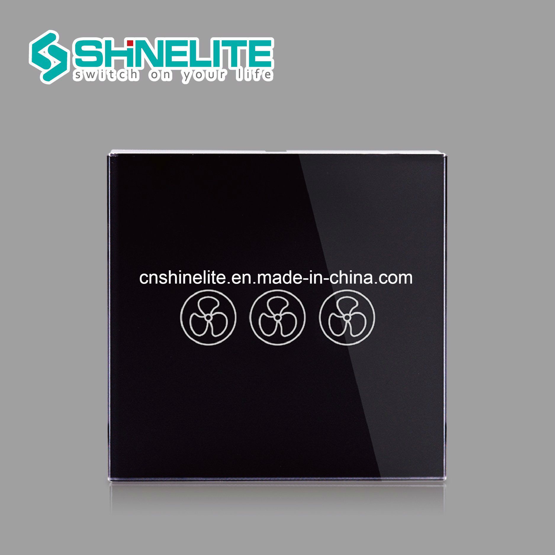 EU Standard Glass Plate Black Colour Touch Fan Switch