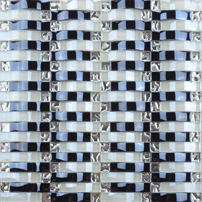 Factory Crystal Thickness 8mm Dark Blue Wavy Glass Mosaic Tile