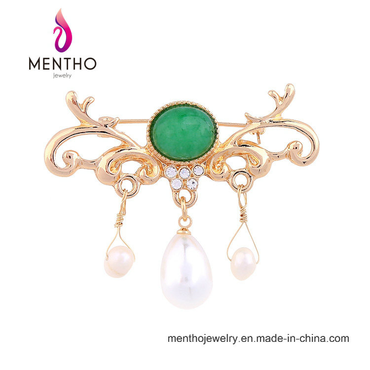 Generous Fashion Diamond-Encrusted Pendant Lady Pearl Brooch Pin Jewelry