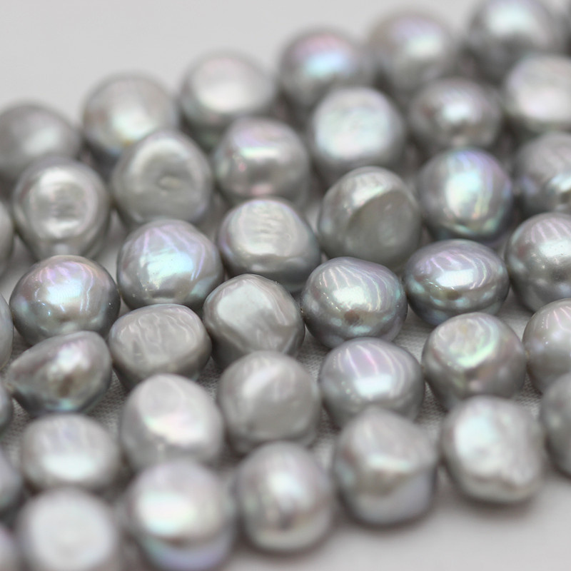 10-11mm Gray Baroque Nugget Biwa Freshwater Pearls Strands (E190018)
