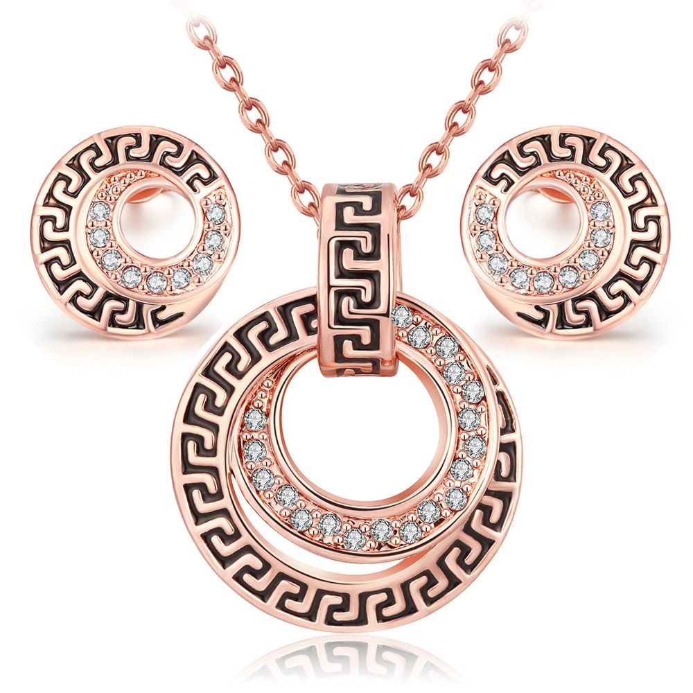 Austria Crystal Necklace and Earrings Wholesale Women's Retro Jewelry Set