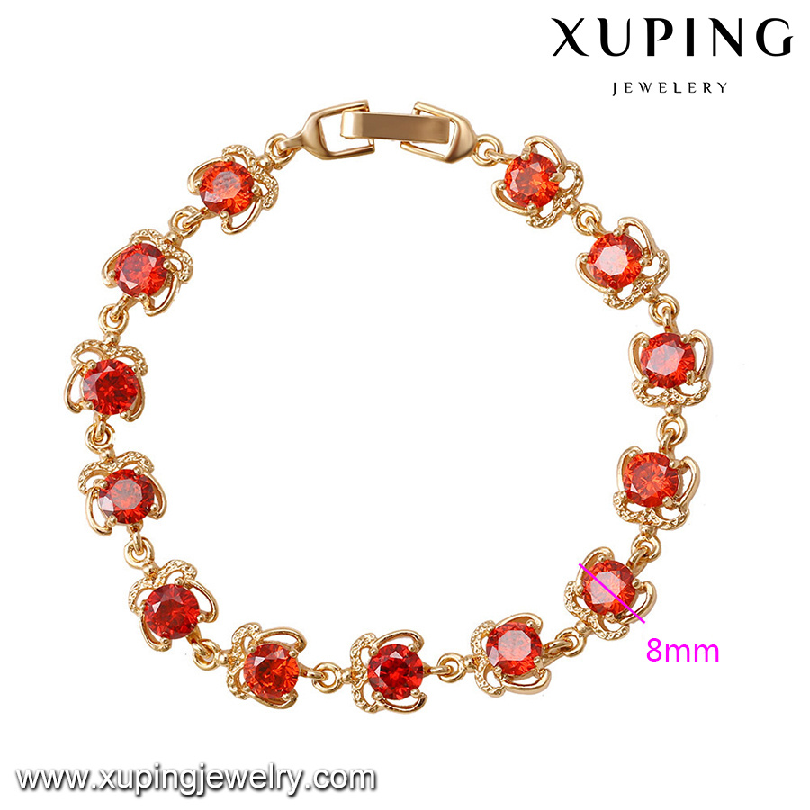 73777 Xuping Crystal Beads Bracelet, Generous Style Jewelry 18K Gold Plated Brass Bracelet