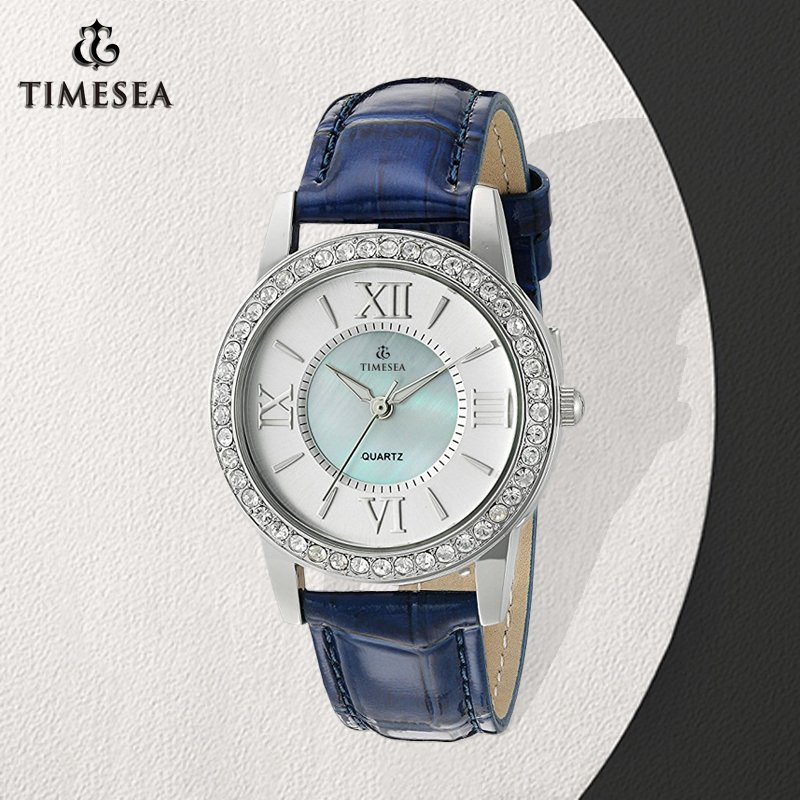 Arm Stainless Steel with Leather Band Luminous Ladies Crystal Watch71271
