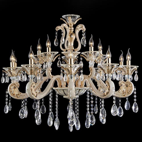 Golden and White Zinc Alloy Crystal Pendant Light