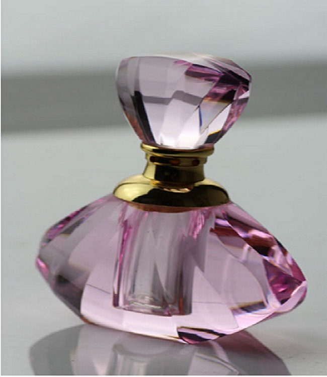 Pink Crystal Glass Perfume Bottles for Bedroom Decoration