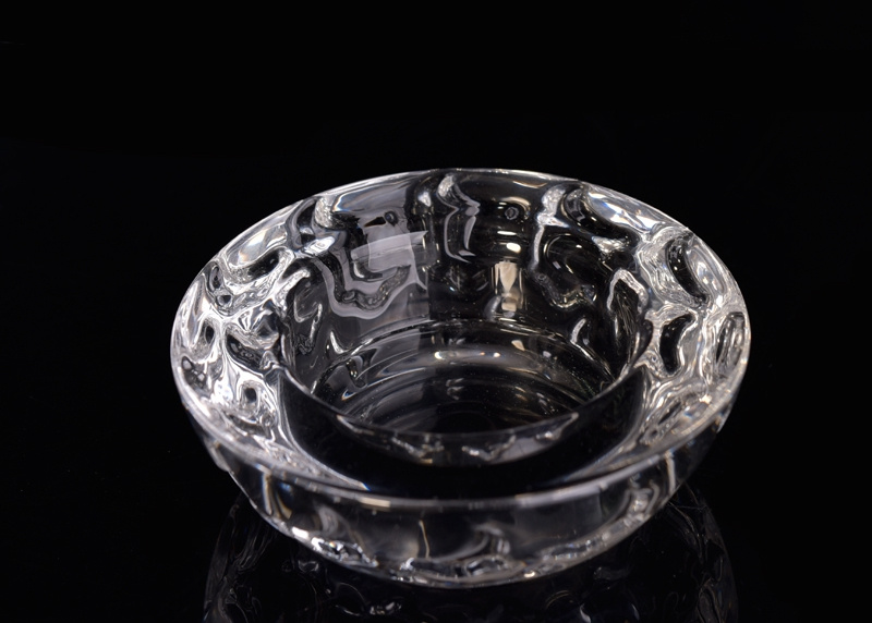 Luxury Flower Pattern Heavy Bottom Glass Candle Bowl