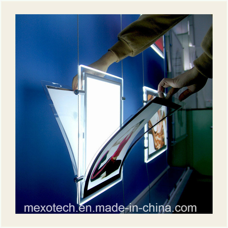 Cable Suspending Doubled Acrylic LED Light Pockets for Estate Agent Window Display