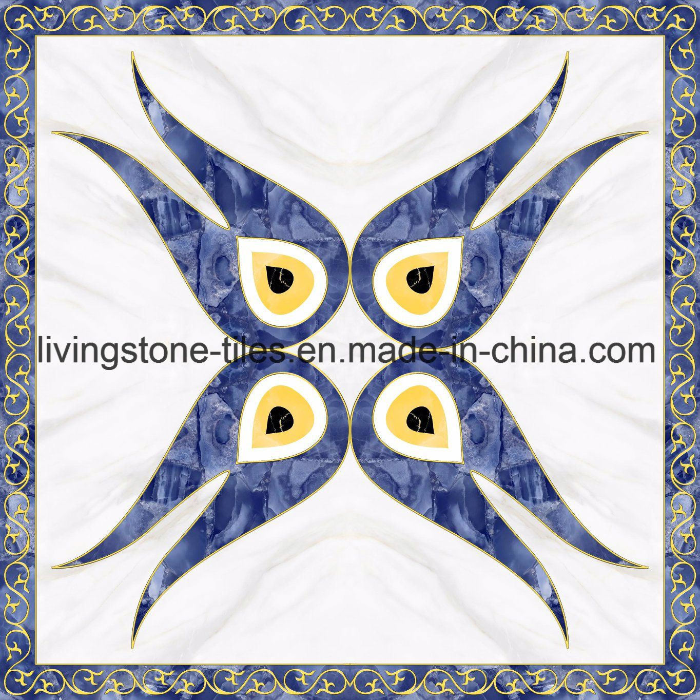 blue Crystal Carpet Puzzle Floor Tiles in Prayer Room