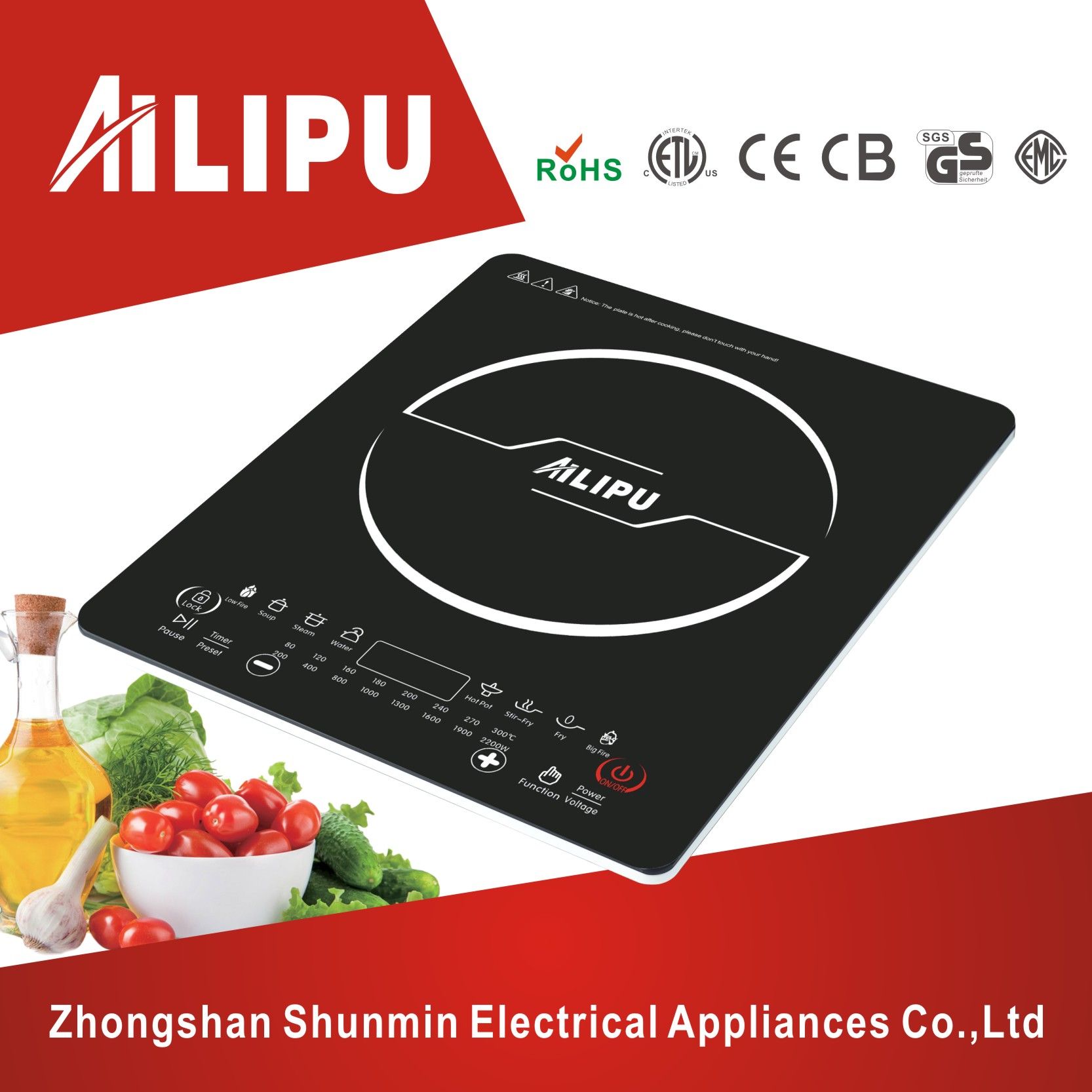 93% Efficiency Ultra Slim with Large Plate Touching Induction Cooker