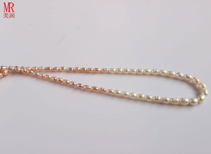 5-6-7mm Mixed Color Rice Natural Pearl Necklace (ES130-3)