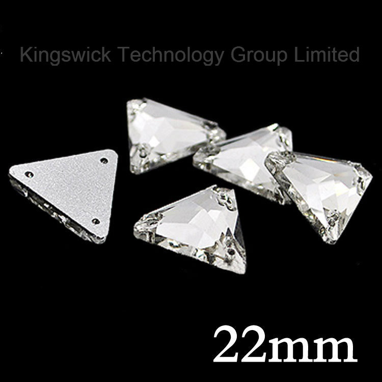 22mm Clear Triangle Sew on Glass Flatback Crystal Rhinestone