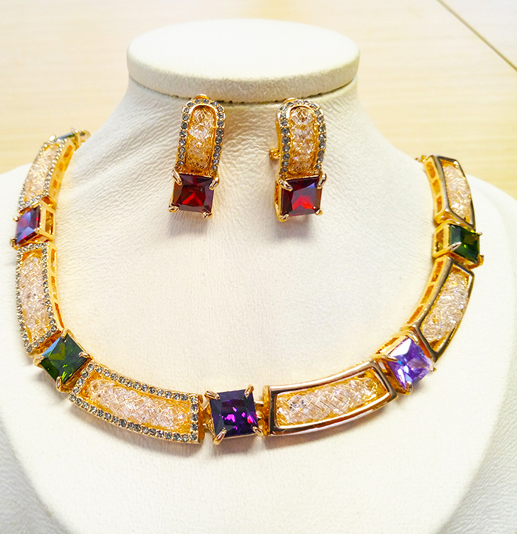 Wedding Wholesale Cubic Zirconia Jewelry Set 18K Gold Plated Jewelry Set