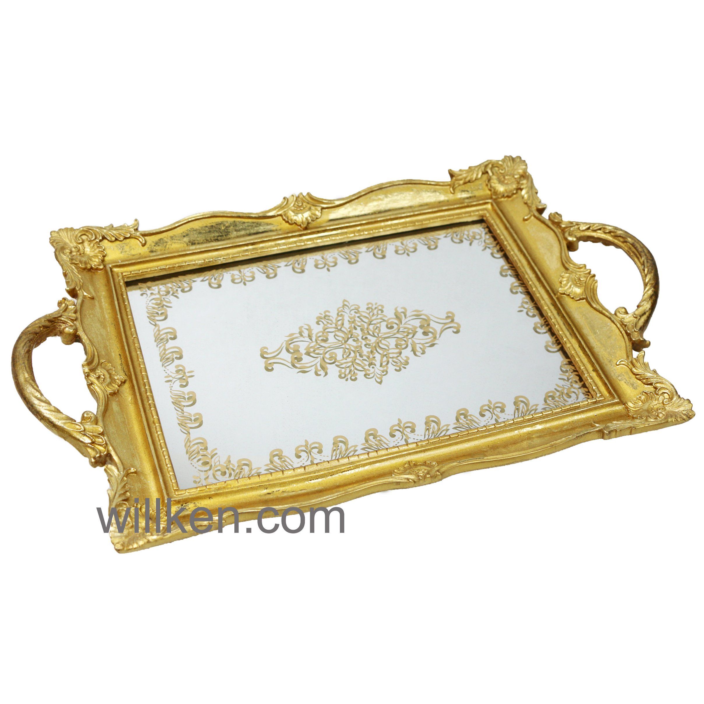 Resin Mirror Decorative Tray Modern Handles