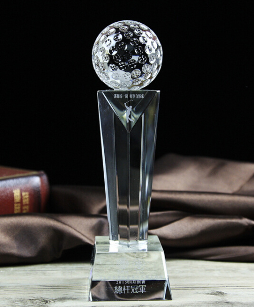 Customized Cheap Golf Trophy Award with Crystal Material